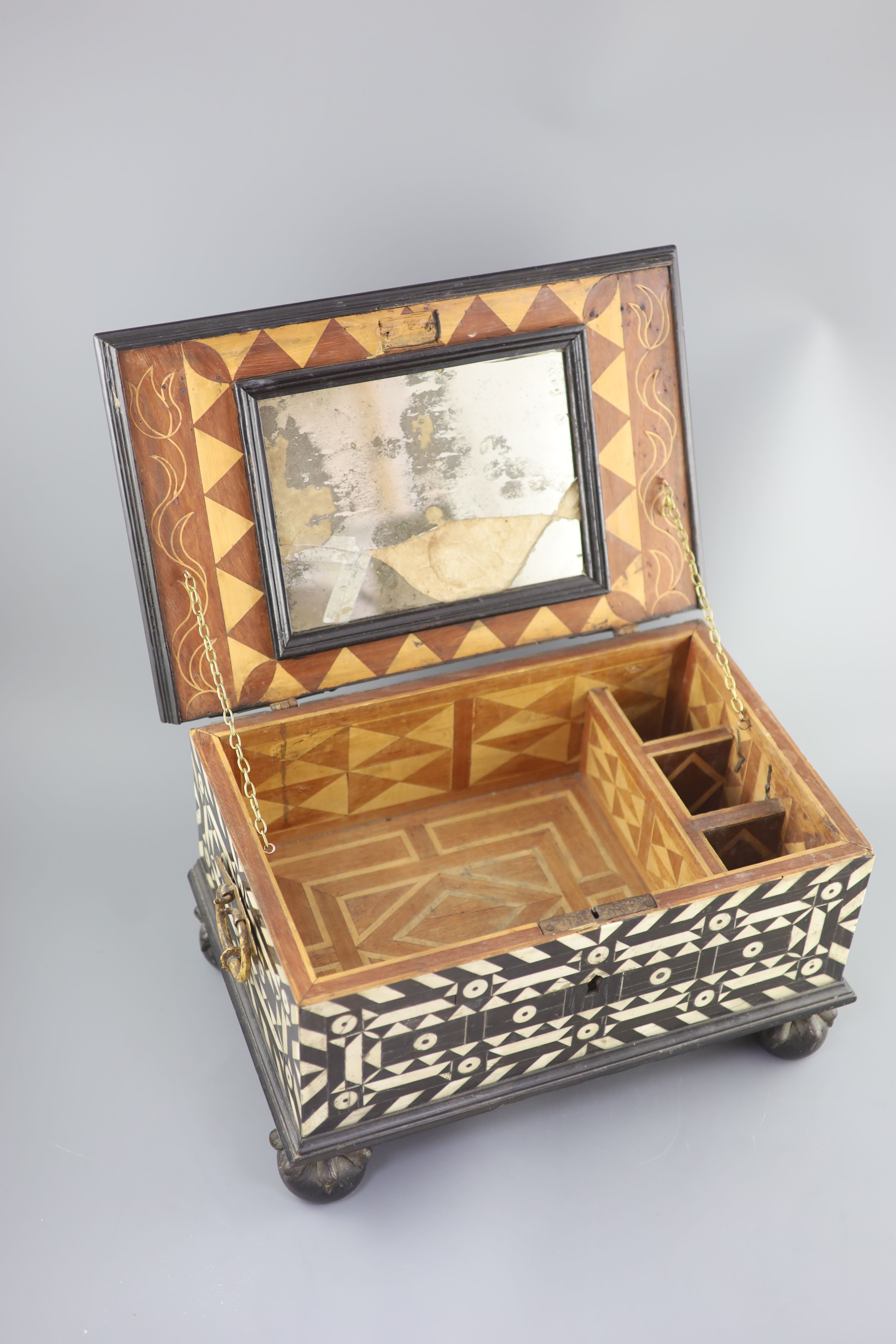 An early 18th century Dutch Colonial casket, 45 x 29cm, 24cm high.